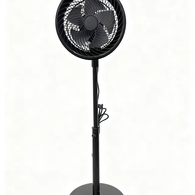 Ventilador circulador de pedestal negro de 14 pulgadas con poste de 3 secciones