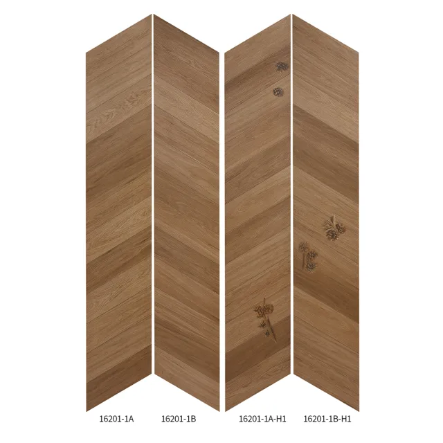 16201-1 Wood-look tile | 300 × 1620 mm | Dry-granule brushed-and-polished finish; double-zero water absorption