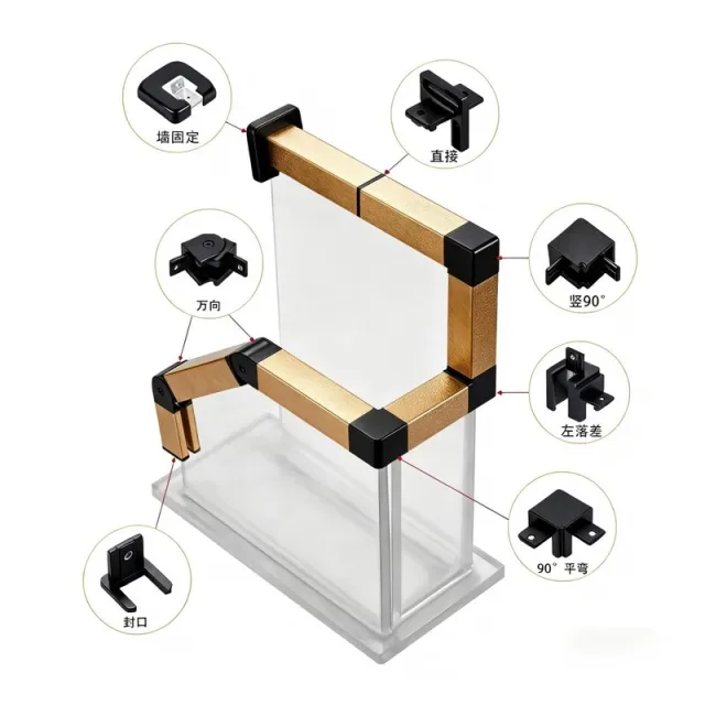 Sistema de pasamanos ranurado de aluminio 20×20 mm
