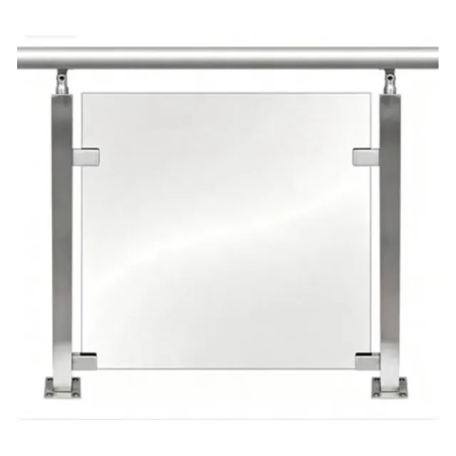 Poste de acero inoxidable 50×50 mm con pinzas para vidrio, 1050 mm