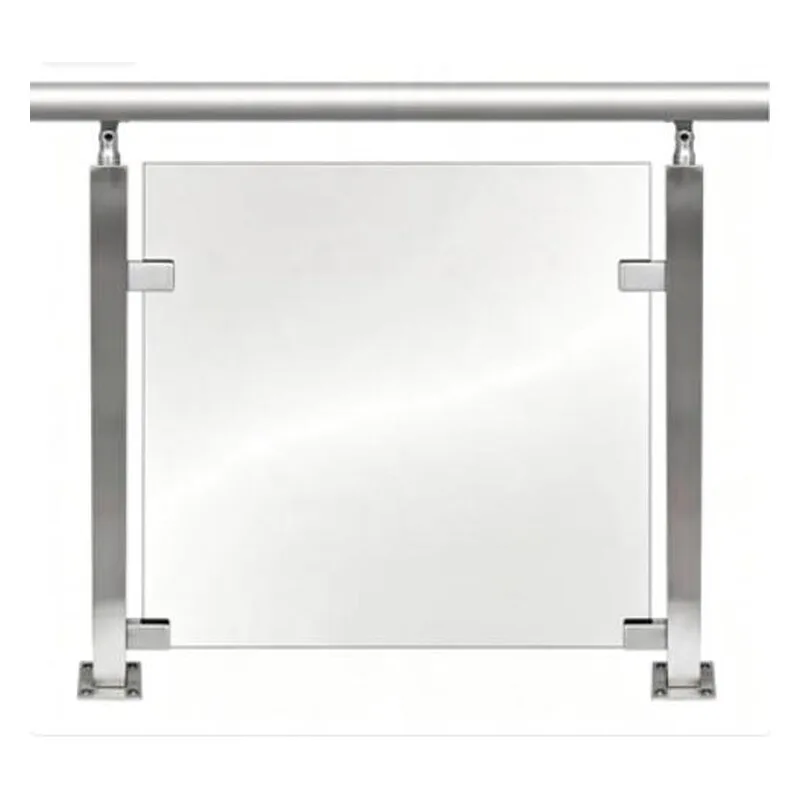 Poste de aço inox 50×50 mm com suportes para vidro, 1050 mm