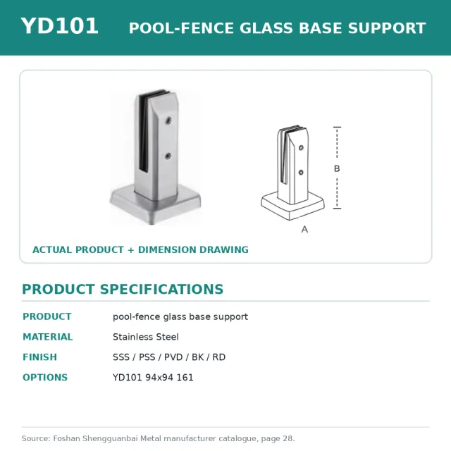 Shengguanbai soporte base para cerca de vidrio de piscina YD101