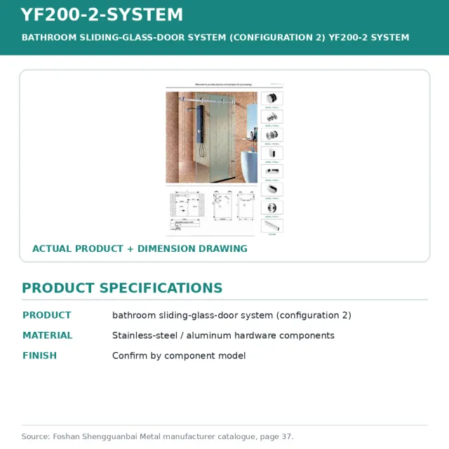Shengguanbai sistema de puerta corrediza de vidrio para baño (configuración 2) Sistema YF200-2