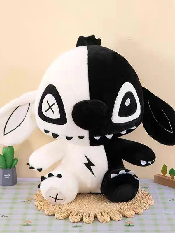Stitch preto e branco · Pelúcia · 45-50 cm
