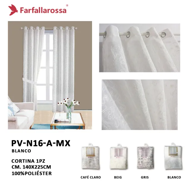 Farfallarossa Doris Sheer Curtain PV-N16, White