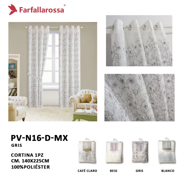 Farfallarossa Doris Sheer Curtain PV-N16, Grey