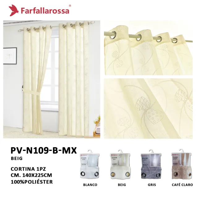 Farfallarossa Doris Sheer Curtain PV-N109, Beige