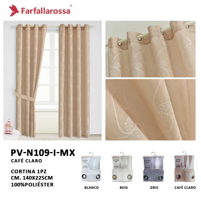 Cortina de Gasa Doris Farfallarossa PV-N109, Café Claro