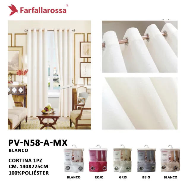 Farfallarossa Crinkle Sheer Curtain PV-N58, White