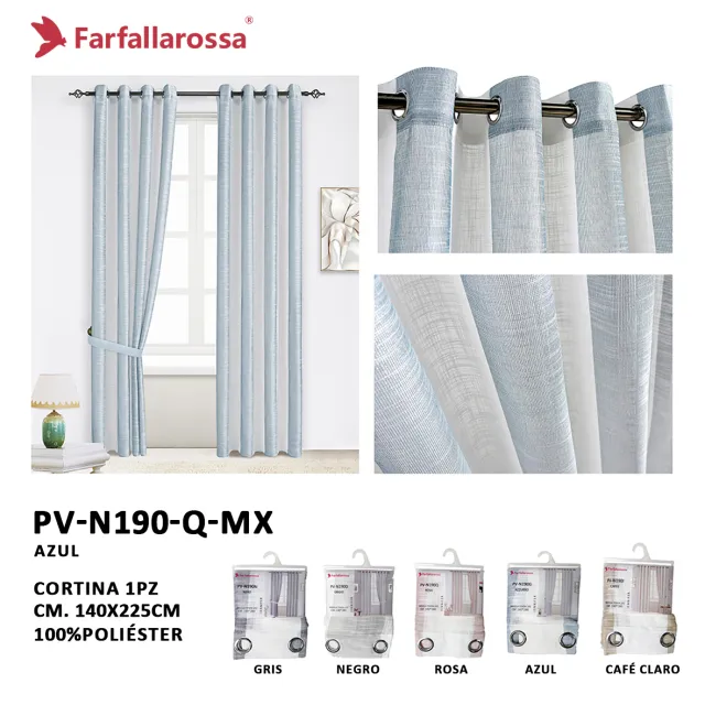 Farfallarossa 格条纹麻纱帘 PV-N190 天蓝色