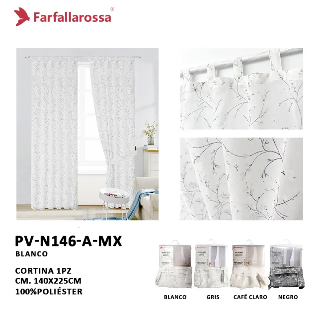 Farfallarossa Taiwan Yarn-Dyed Sheer Curtain PV-N146, White
