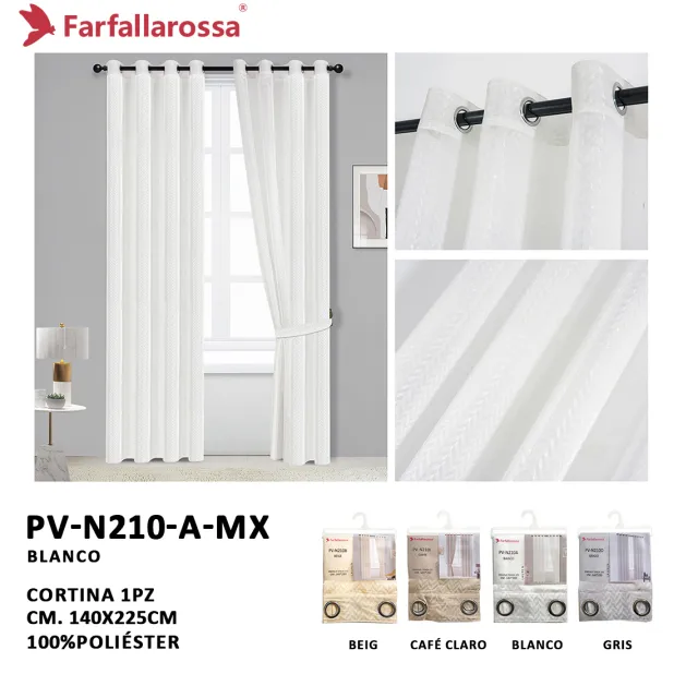 Farfallarossa Gold-Print Jacquard Sheer Curtain PV-N210, White